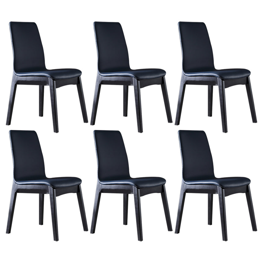 Contemporary Home Side Chair Solid Back Upholstered Wood Dining Room Chair Dark Blue 6 Piece Set Clearhalo ' kitchen&dining_furn' 'Dining Chairs' 'Dining Tables & Seating' 'dining_chair' 'furn' 'furn_dining_chair' 'Furniture' 'furniture_dining_chair' 'Kitchen & Dining Furniture' 'kitchen' 3575665