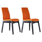 Contemporary Home Side Chair Solid Back Upholstered Wood Dining Room Chair Orange 2 Piece Set Clearhalo ' kitchen&dining_furn' 'Dining Chairs' 'Dining Tables & Seating' 'dining_chair' 'furn' 'furn_dining_chair' 'Furniture' 'furniture_dining_chair' 'Kitchen & Dining Furniture' 'kitchen' 3575666