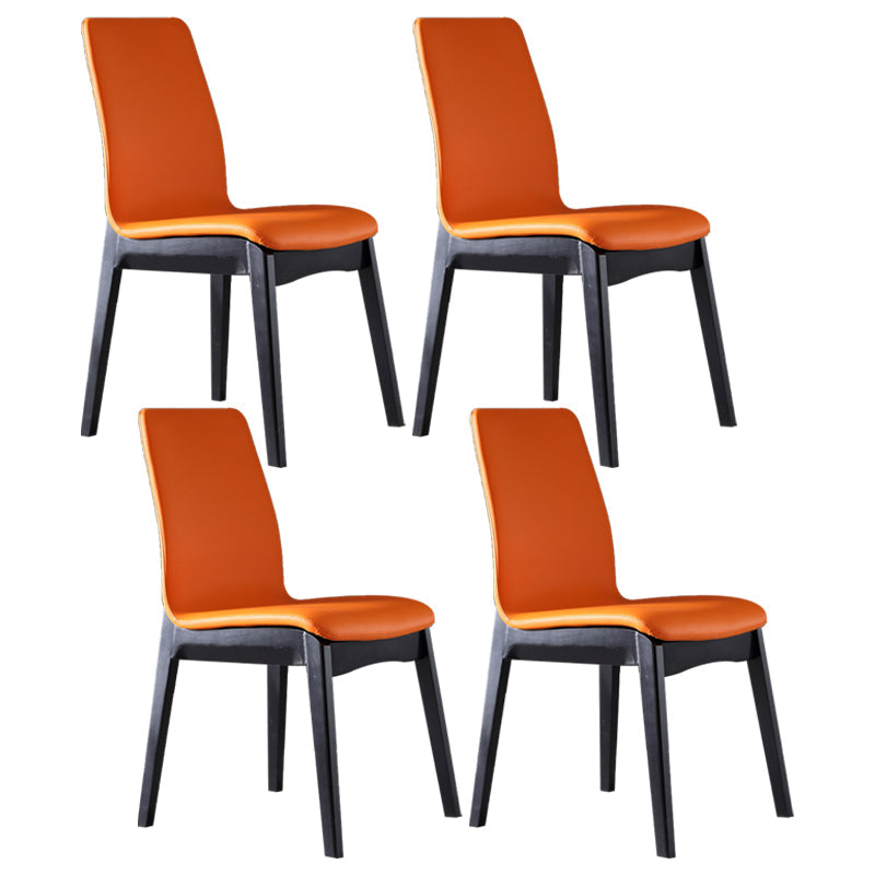 Contemporary Home Side Chair Solid Back Upholstered Wood Dining Room Chair Orange 4 Piece Set Clearhalo ' kitchen&dining_furn' 'Dining Chairs' 'Dining Tables & Seating' 'dining_chair' 'furn' 'furn_dining_chair' 'Furniture' 'furniture_dining_chair' 'Kitchen & Dining Furniture' 'kitchen' 3575667