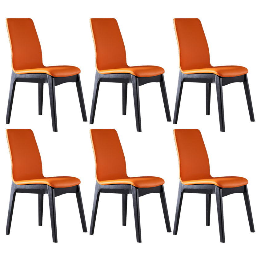 Contemporary Home Side Chair Solid Back Upholstered Wood Dining Room Chair Orange 6 Piece Set Clearhalo ' kitchen&dining_furn' 'Dining Chairs' 'Dining Tables & Seating' 'dining_chair' 'furn' 'furn_dining_chair' 'Furniture' 'furniture_dining_chair' 'Kitchen & Dining Furniture' 'kitchen' 3575668