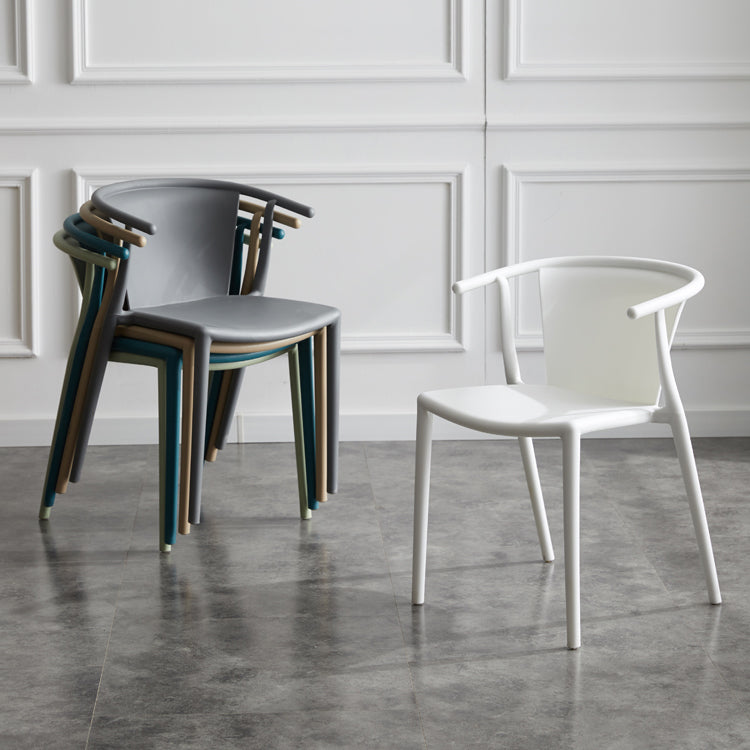 Multicolor Plastic Dining Armchair Contemporary Style Chair for Dining Room Clearhalo ' kitchen&dining_furn' 'Dining Chairs' 'Dining Tables & Seating' 'dining_chair' 'furn' 'furn_dining_chair' 'Furniture' 'furniture_dining_chair' 'Kitchen & Dining Furniture' 'kitchen' 3575712