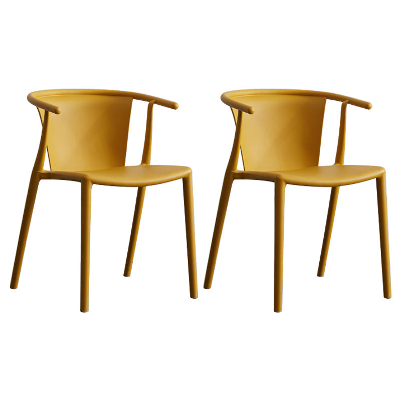 Multicolor Plastic Dining Armchair Contemporary Style Chair for Dining Room Yellow 2 Piece Set Clearhalo ' kitchen&dining_furn' 'Dining Chairs' 'Dining Tables & Seating' 'dining_chair' 'furn' 'furn_dining_chair' 'Furniture' 'furniture_dining_chair' 'Kitchen & Dining Furniture' 'kitchen' 3575724
