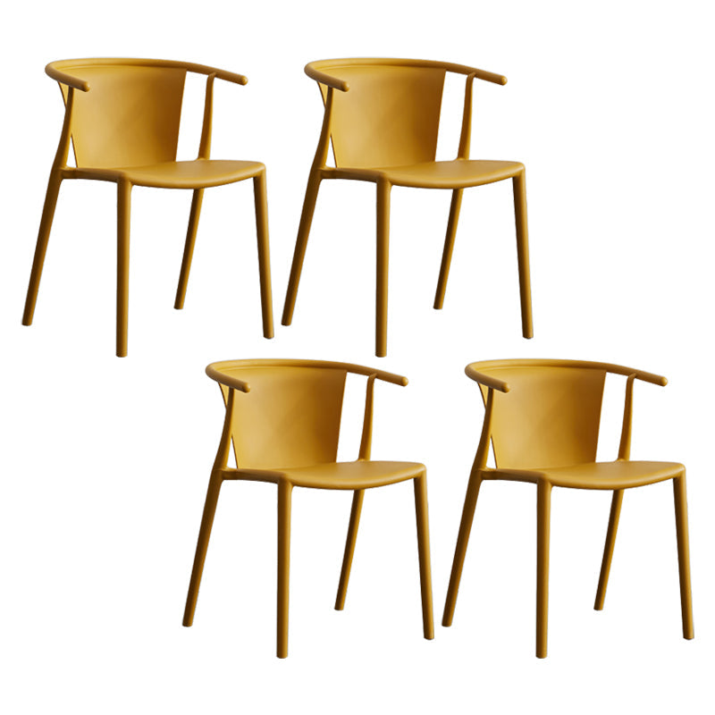Multicolor Plastic Dining Armchair Contemporary Style Chair for Dining Room Yellow 4 Piece Set Clearhalo ' kitchen&dining_furn' 'Dining Chairs' 'Dining Tables & Seating' 'dining_chair' 'furn' 'furn_dining_chair' 'Furniture' 'furniture_dining_chair' 'Kitchen & Dining Furniture' 'kitchen' 3575726