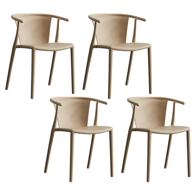 Multicolor Plastic Dining Armchair Contemporary Style Chair for Dining Room Off-White 4 Piece Set Clearhalo ' kitchen&dining_furn' 'Dining Chairs' 'Dining Tables & Seating' 'dining_chair' 'furn' 'furn_dining_chair' 'Furniture' 'furniture_dining_chair' 'Kitchen & Dining Furniture' 'kitchen' 3575732