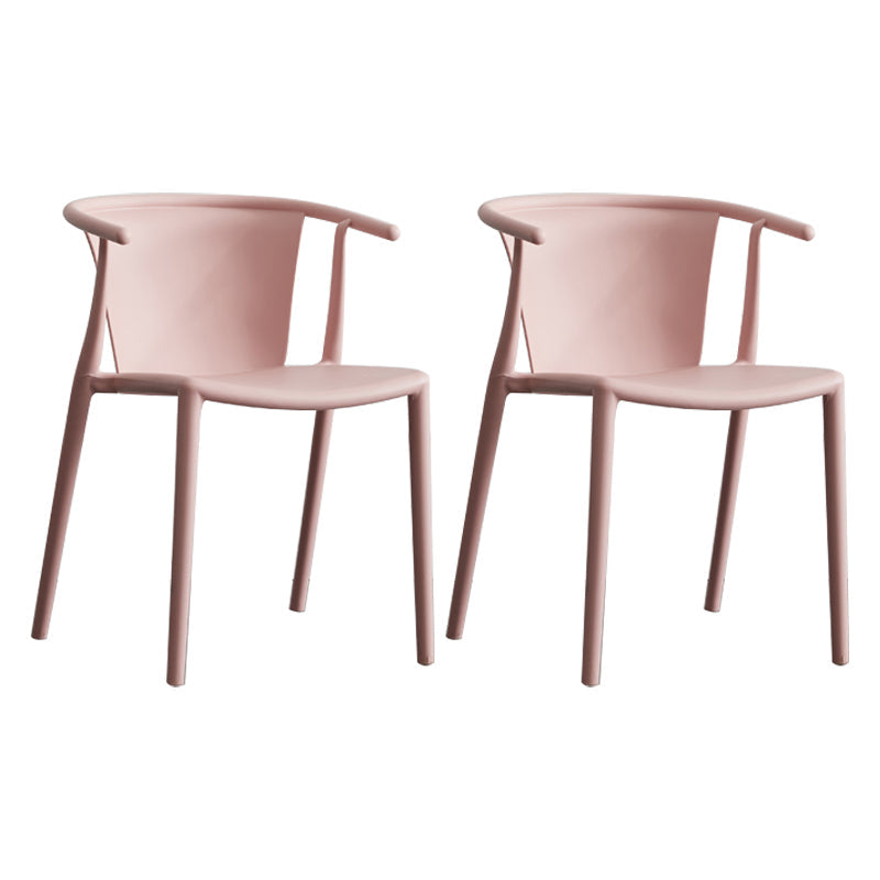 Multicolor Plastic Dining Armchair Contemporary Style Chair for Dining Room Pink 2 Piece Set Clearhalo ' kitchen&dining_furn' 'Dining Chairs' 'Dining Tables & Seating' 'dining_chair' 'furn' 'furn_dining_chair' 'Furniture' 'furniture_dining_chair' 'Kitchen & Dining Furniture' 'kitchen' 3575743