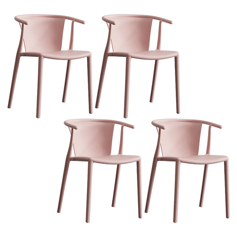 Multicolor Plastic Dining Armchair Contemporary Style Chair for Dining Room Pink 4 Piece Set Clearhalo ' kitchen&dining_furn' 'Dining Chairs' 'Dining Tables & Seating' 'dining_chair' 'furn' 'furn_dining_chair' 'Furniture' 'furniture_dining_chair' 'Kitchen & Dining Furniture' 'kitchen' 3575744