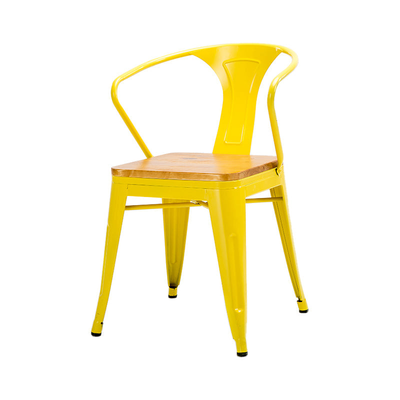 Industrial Dining Arm Chair Slat Back Side Chair with 4 Metal Legs for Home Yellow 1 Piece Clearhalo ' kitchen&dining_furn' 'Dining Chairs' 'Dining Tables & Seating' 'dining_chair' 'furn' 'furn_dining_chair' 'Furniture' 'furniture_dining_chair' 'Kitchen & Dining Furniture' 'kitchen' 3575746