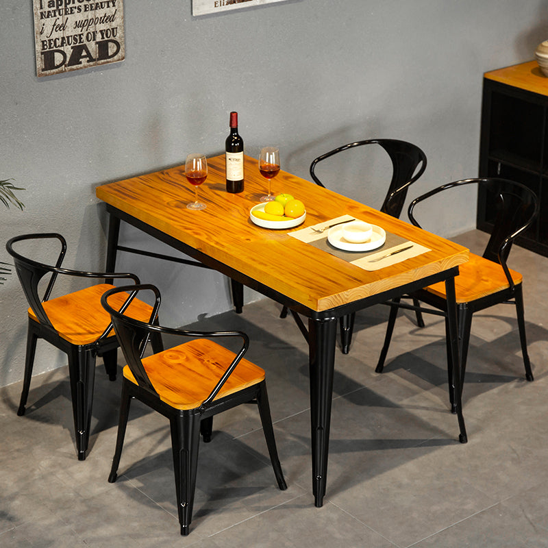 Industrial Dining Arm Chair Slat Back Side Chair with 4 Metal Legs for Home Clearhalo ' kitchen&dining_furn' 'Dining Chairs' 'Dining Tables & Seating' 'dining_chair' 'furn' 'furn_dining_chair' 'Furniture' 'furniture_dining_chair' 'Kitchen & Dining Furniture' 'kitchen' 3575748