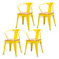 Industrial Dining Arm Chair Slat Back Side Chair with 4 Metal Legs for Home Yellow 4 Piece Set Clearhalo ' kitchen&dining_furn' 'Dining Chairs' 'Dining Tables & Seating' 'dining_chair' 'furn' 'furn_dining_chair' 'Furniture' 'furniture_dining_chair' 'Kitchen & Dining Furniture' 'kitchen' 3575749