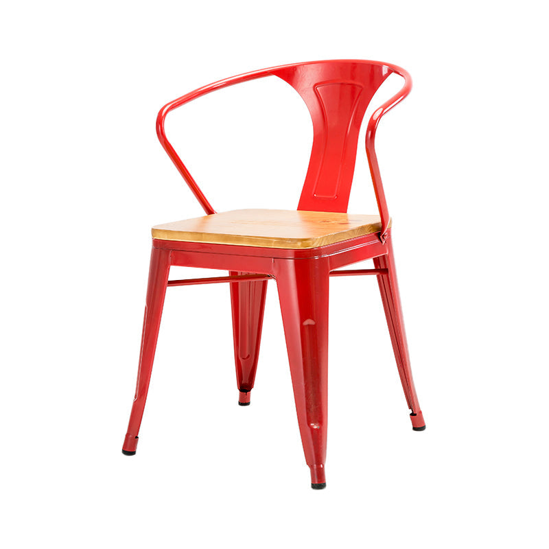 Industrial Dining Arm Chair Slat Back Side Chair with 4 Metal Legs for Home Red 1 Piece Clearhalo ' kitchen&dining_furn' 'Dining Chairs' 'Dining Tables & Seating' 'dining_chair' 'furn' 'furn_dining_chair' 'Furniture' 'furniture_dining_chair' 'Kitchen & Dining Furniture' 'kitchen' 3575751