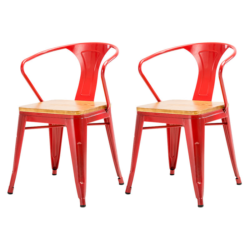 Industrial Dining Arm Chair Slat Back Side Chair with 4 Metal Legs for Home Red 2 Piece Set Clearhalo ' kitchen&dining_furn' 'Dining Chairs' 'Dining Tables & Seating' 'dining_chair' 'furn' 'furn_dining_chair' 'Furniture' 'furniture_dining_chair' 'Kitchen & Dining Furniture' 'kitchen' 3575754