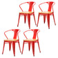 Industrial Dining Arm Chair Slat Back Side Chair with 4 Metal Legs for Home Red 4 Piece Set Clearhalo ' kitchen&dining_furn' 'Dining Chairs' 'Dining Tables & Seating' 'dining_chair' 'furn' 'furn_dining_chair' 'Furniture' 'furniture_dining_chair' 'Kitchen & Dining Furniture' 'kitchen' 3575755