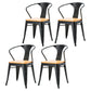 Industrial Dining Arm Chair Slat Back Side Chair with 4 Metal Legs for Home Black 4 Piece Set Clearhalo ' kitchen&dining_furn' 'Dining Chairs' 'Dining Tables & Seating' 'dining_chair' 'furn' 'furn_dining_chair' 'Furniture' 'furniture_dining_chair' 'Kitchen & Dining Furniture' 'kitchen' 3575762