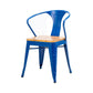 Industrial Dining Arm Chair Slat Back Side Chair with 4 Metal Legs for Home Blue 1 Piece Clearhalo ' kitchen&dining_furn' 'Dining Chairs' 'Dining Tables & Seating' 'dining_chair' 'furn' 'furn_dining_chair' 'Furniture' 'furniture_dining_chair' 'Kitchen & Dining Furniture' 'kitchen' 3575763