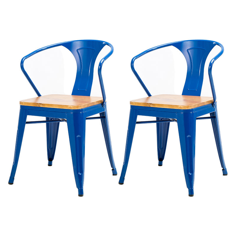 Industrial Dining Arm Chair Slat Back Side Chair with 4 Metal Legs for Home Blue 2 Piece Set Clearhalo ' kitchen&dining_furn' 'Dining Chairs' 'Dining Tables & Seating' 'dining_chair' 'furn' 'furn_dining_chair' 'Furniture' 'furniture_dining_chair' 'Kitchen & Dining Furniture' 'kitchen' 3575764