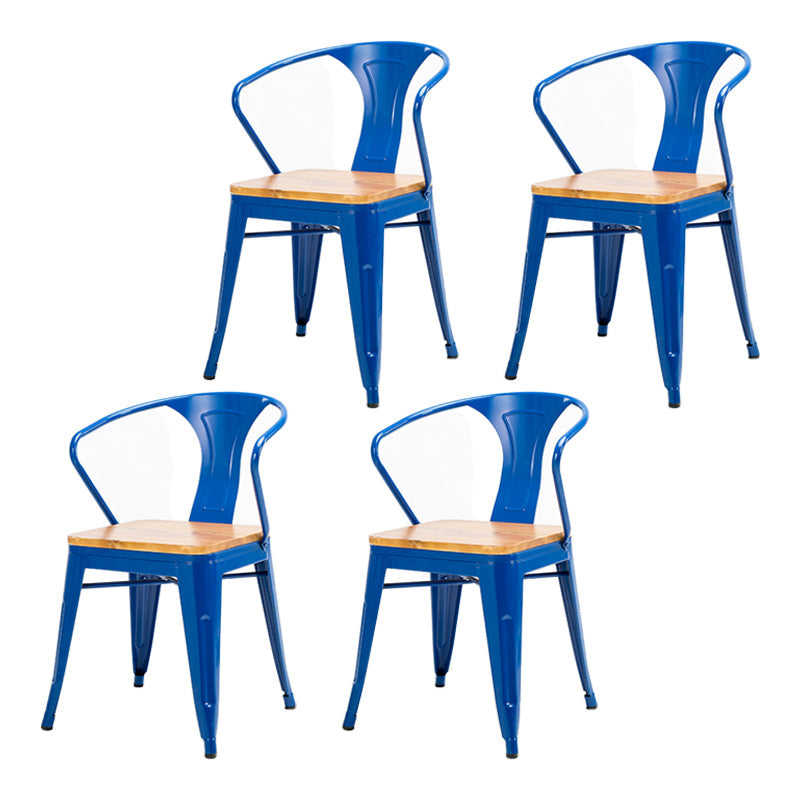 Industrial Dining Arm Chair Slat Back Side Chair with 4 Metal Legs for Home Blue 4 Piece Set Clearhalo ' kitchen&dining_furn' 'Dining Chairs' 'Dining Tables & Seating' 'dining_chair' 'furn' 'furn_dining_chair' 'Furniture' 'furniture_dining_chair' 'Kitchen & Dining Furniture' 'kitchen' 3575765