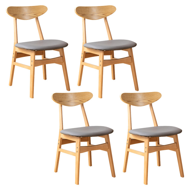 Contemporary Wooden Indoor Open Back Dining Side Chair of 16'' Wide Dining Chair Dark Gray 4 Piece Set Natural Wood Clearhalo ' kitchen&dining_furn' 'Dining Chairs' 'Dining Tables & Seating' 'dining_chair' 'furn' 'furn_dining_chair' 'Furniture' 'furniture_dining_chair' 'Kitchen & Dining Furniture' 'kitchen' 3575770