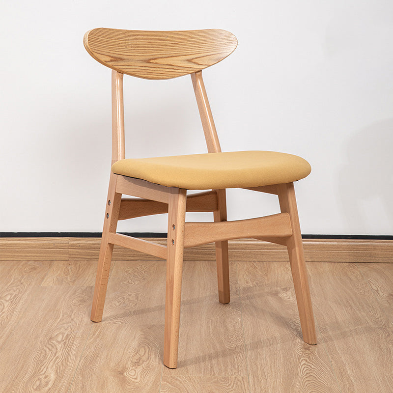 Contemporary Wooden Indoor Open Back Dining Side Chair of 16'' Wide Dining Chair Yellow 1 Piece Natural Wood Clearhalo ' kitchen&dining_furn' 'Dining Chairs' 'Dining Tables & Seating' 'dining_chair' 'furn' 'furn_dining_chair' 'Furniture' 'furniture_dining_chair' 'Kitchen & Dining Furniture' 'kitchen' 3575789