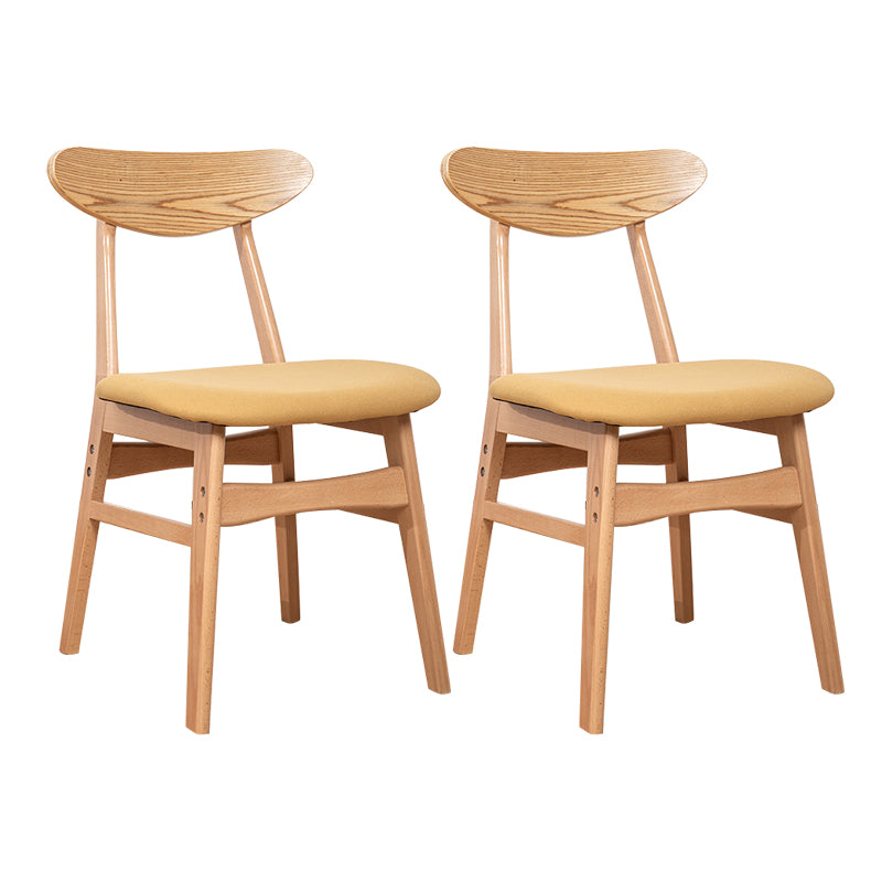 Contemporary Wooden Indoor Open Back Dining Side Chair of 16'' Wide Dining Chair Yellow 2 Piece Set Natural Wood Clearhalo ' kitchen&dining_furn' 'Dining Chairs' 'Dining Tables & Seating' 'dining_chair' 'furn' 'furn_dining_chair' 'Furniture' 'furniture_dining_chair' 'Kitchen & Dining Furniture' 'kitchen' 3575790