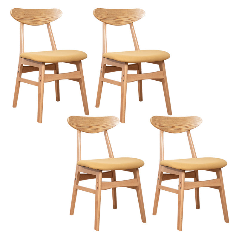 Contemporary Wooden Indoor Open Back Dining Side Chair of 16'' Wide Dining Chair Yellow 4 Piece Set Natural Wood Clearhalo ' kitchen&dining_furn' 'Dining Chairs' 'Dining Tables & Seating' 'dining_chair' 'furn' 'furn_dining_chair' 'Furniture' 'furniture_dining_chair' 'Kitchen & Dining Furniture' 'kitchen' 3575791