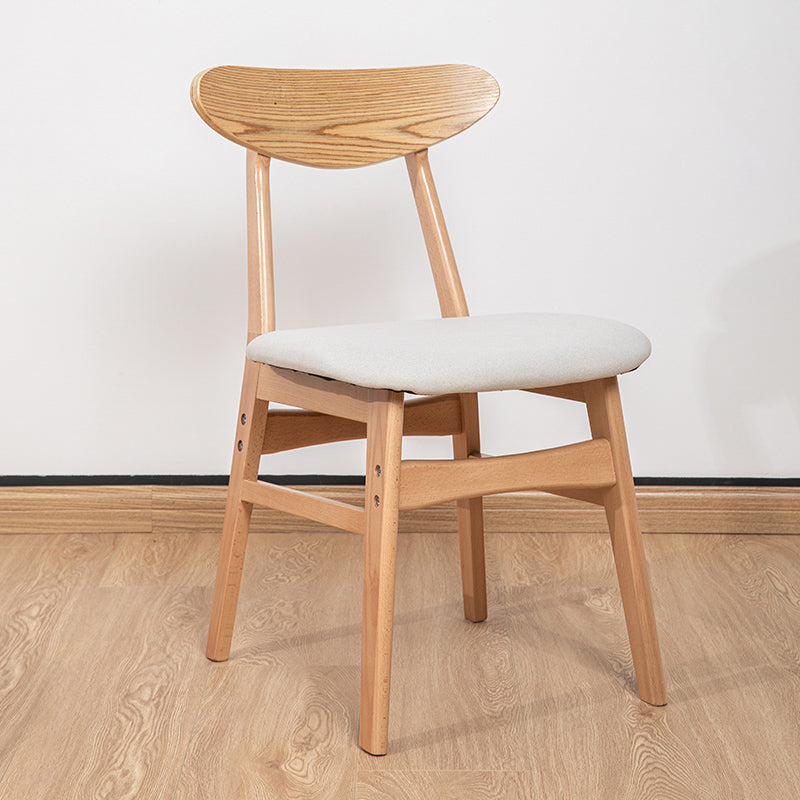 Contemporary Wooden Indoor Open Back Dining Side Chair of 16'' Wide Dining Chair Off-White 1 Piece Natural Wood Clearhalo ' kitchen&dining_furn' 'Dining Chairs' 'Dining Tables & Seating' 'dining_chair' 'furn' 'furn_dining_chair' 'Furniture' 'furniture_dining_chair' 'Kitchen & Dining Furniture' 'kitchen' 3575792