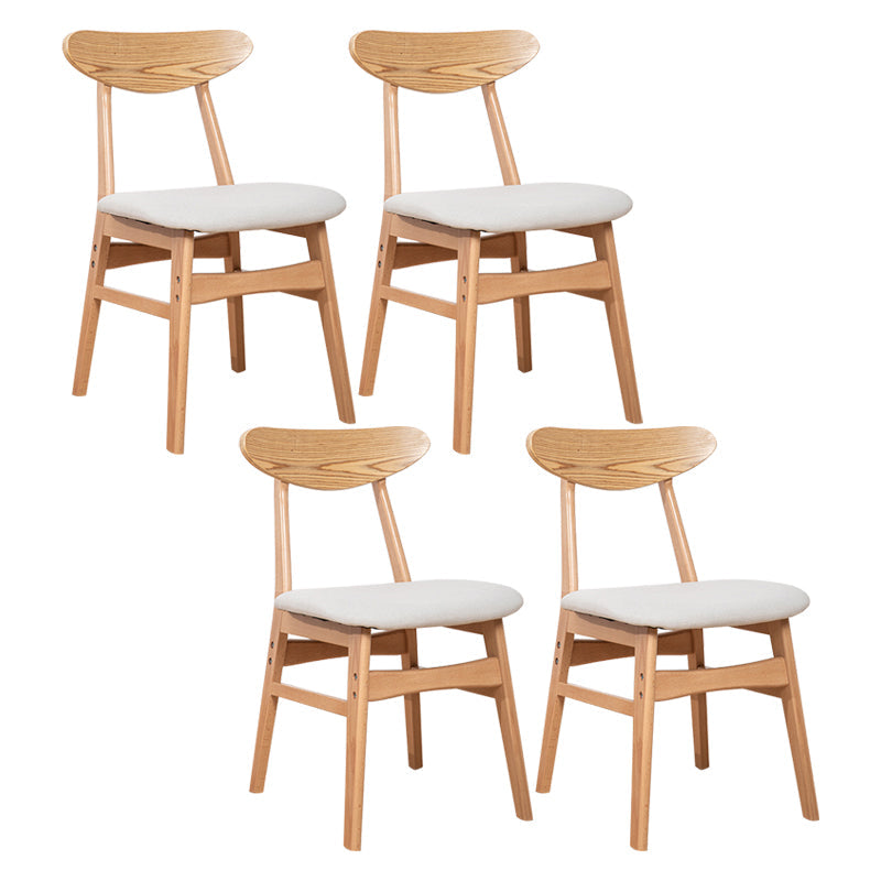 Contemporary Wooden Indoor Open Back Dining Side Chair of 16'' Wide Dining Chair Off-White 4 Piece Set Natural Wood Clearhalo ' kitchen&dining_furn' 'Dining Chairs' 'Dining Tables & Seating' 'dining_chair' 'furn' 'furn_dining_chair' 'Furniture' 'furniture_dining_chair' 'Kitchen & Dining Furniture' 'kitchen' 3575794