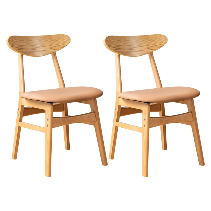 Contemporary Wooden Indoor Open Back Dining Side Chair of 16'' Wide Dining Chair Apricot-Brown 2 Piece Set Natural Wood Clearhalo ' kitchen&dining_furn' 'Dining Chairs' 'Dining Tables & Seating' 'dining_chair' 'furn' 'furn_dining_chair' 'Furniture' 'furniture_dining_chair' 'Kitchen & Dining Furniture' 'kitchen' 3575796
