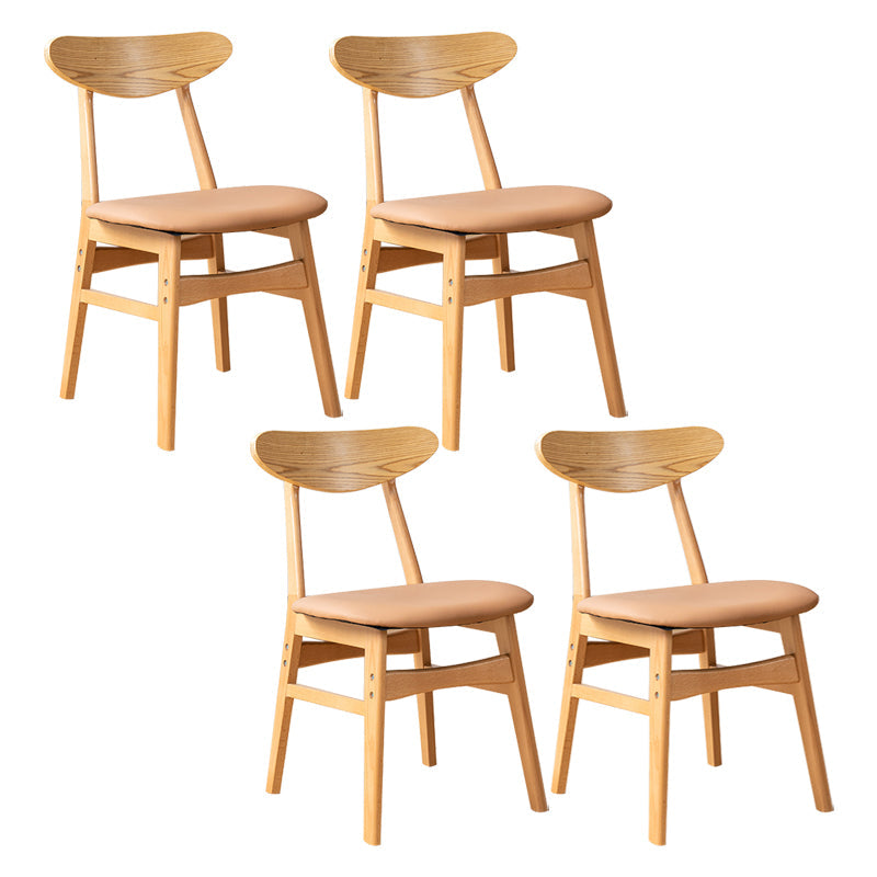 Contemporary Wooden Indoor Open Back Dining Side Chair of 16'' Wide Dining Chair Apricot-Brown 4 Piece Set Natural Wood Clearhalo ' kitchen&dining_furn' 'Dining Chairs' 'Dining Tables & Seating' 'dining_chair' 'furn' 'furn_dining_chair' 'Furniture' 'furniture_dining_chair' 'Kitchen & Dining Furniture' 'kitchen' 3575797