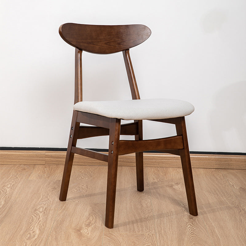 Contemporary Wooden Indoor Open Back Dining Side Chair of 16'' Wide Dining Chair Off-White 1 Piece Walnut Clearhalo ' kitchen&dining_furn' 'Dining Chairs' 'Dining Tables & Seating' 'dining_chair' 'furn' 'furn_dining_chair' 'Furniture' 'furniture_dining_chair' 'Kitchen & Dining Furniture' 'kitchen' 3575798