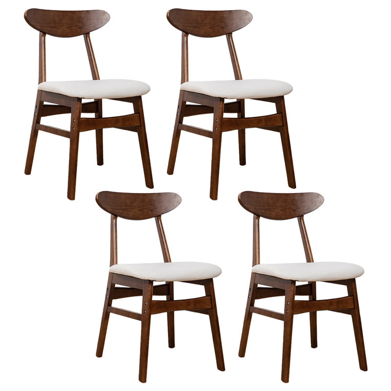 Contemporary Wooden Indoor Open Back Dining Side Chair of 16'' Wide Dining Chair Off-White 4 Piece Set Walnut Clearhalo ' kitchen&dining_furn' 'Dining Chairs' 'Dining Tables & Seating' 'dining_chair' 'furn' 'furn_dining_chair' 'Furniture' 'furniture_dining_chair' 'Kitchen & Dining Furniture' 'kitchen' 3575800