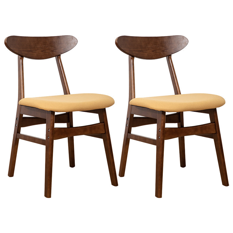 Contemporary Wooden Indoor Open Back Dining Side Chair of 16'' Wide Dining Chair Yellow 2 Piece Set Walnut Clearhalo ' kitchen&dining_furn' 'Dining Chairs' 'Dining Tables & Seating' 'dining_chair' 'furn' 'furn_dining_chair' 'Furniture' 'furniture_dining_chair' 'Kitchen & Dining Furniture' 'kitchen' 3575805
