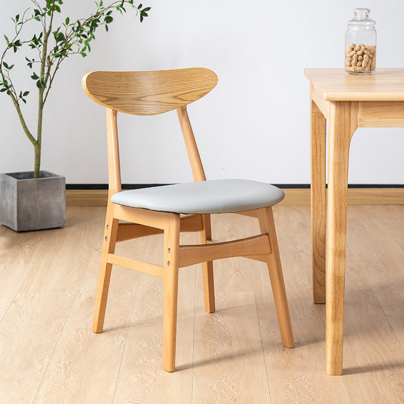 Contemporary Wooden Indoor Open Back Dining Side Chair of 16'' Wide Dining Chair White-Gray 1 Piece Natural Wood Clearhalo ' kitchen&dining_furn' 'Dining Chairs' 'Dining Tables & Seating' 'dining_chair' 'furn' 'furn_dining_chair' 'Furniture' 'furniture_dining_chair' 'Kitchen & Dining Furniture' 'kitchen' 3575810