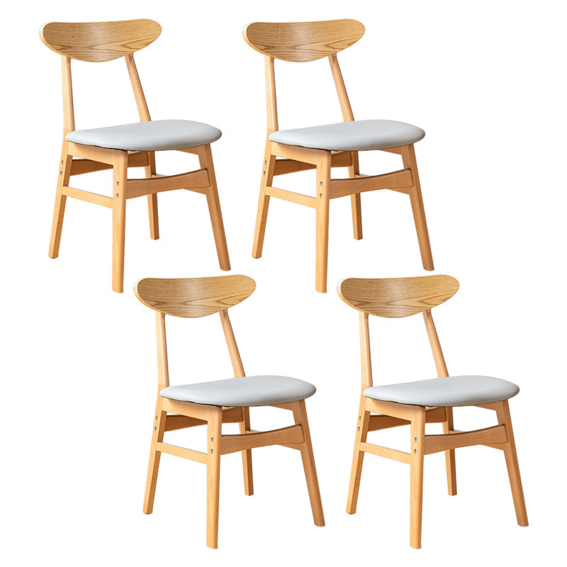 Contemporary Wooden Indoor Open Back Dining Side Chair of 16'' Wide Dining Chair White-Gray 4 Piece Set Natural Wood Clearhalo ' kitchen&dining_furn' 'Dining Chairs' 'Dining Tables & Seating' 'dining_chair' 'furn' 'furn_dining_chair' 'Furniture' 'furniture_dining_chair' 'Kitchen & Dining Furniture' 'kitchen' 3575812