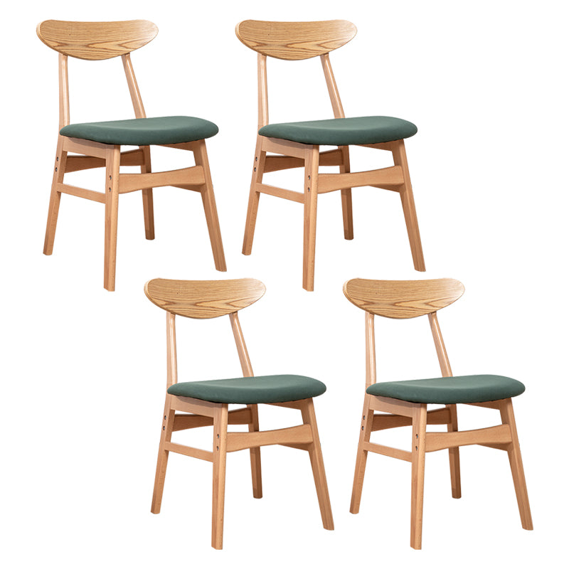 Contemporary Wooden Indoor Open Back Dining Side Chair of 16'' Wide Dining Chair Green 4 Piece Set Natural Wood Clearhalo ' kitchen&dining_furn' 'Dining Chairs' 'Dining Tables & Seating' 'dining_chair' 'furn' 'furn_dining_chair' 'Furniture' 'furniture_dining_chair' 'Kitchen & Dining Furniture' 'kitchen' 3575818