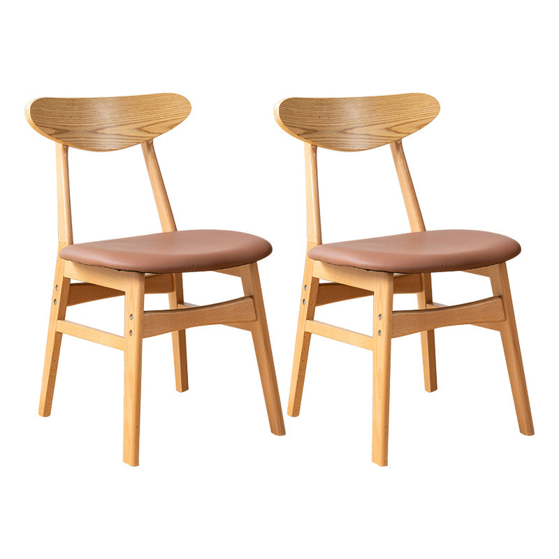 Contemporary Wooden Indoor Open Back Dining Side Chair of 16'' Wide Dining Chair Brown 2 Piece Set Natural Wood Clearhalo ' kitchen&dining_furn' 'Dining Chairs' 'Dining Tables & Seating' 'dining_chair' 'furn' 'furn_dining_chair' 'Furniture' 'furniture_dining_chair' 'Kitchen & Dining Furniture' 'kitchen' 3575820