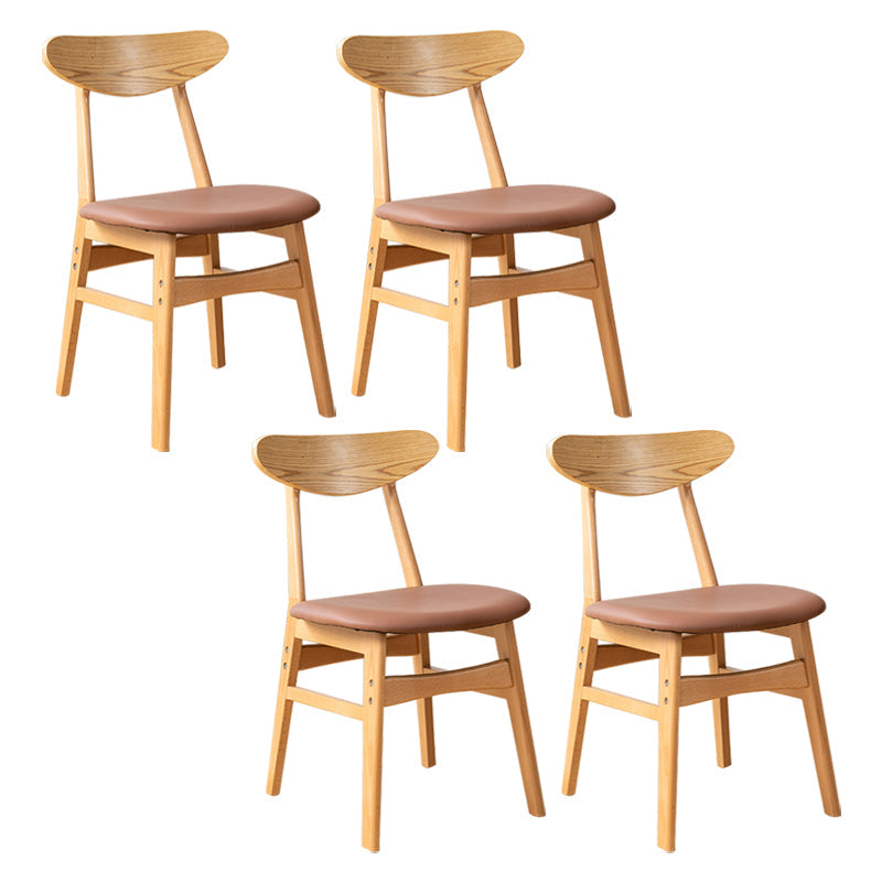 Contemporary Wooden Indoor Open Back Dining Side Chair of 16'' Wide Dining Chair Brown 4 Piece Set Natural Wood Clearhalo ' kitchen&dining_furn' 'Dining Chairs' 'Dining Tables & Seating' 'dining_chair' 'furn' 'furn_dining_chair' 'Furniture' 'furniture_dining_chair' 'Kitchen & Dining Furniture' 'kitchen' 3575821