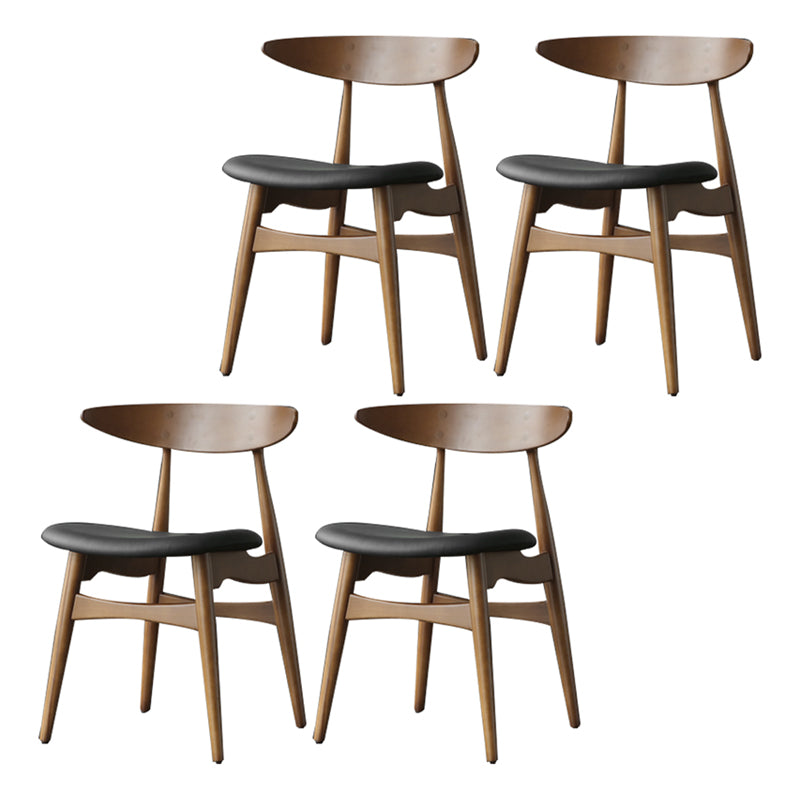 Contemporary Dining Chair Open Back Side Chair with 4 Wood Legs for Home Use Walnut 4 Piece Set Clearhalo ' kitchen&dining_furn' 'Dining Chairs' 'Dining Tables & Seating' 'dining_chair' 'furn' 'furn_dining_chair' 'Furniture' 'furniture_dining_chair' 'Kitchen & Dining Furniture' 'kitchen' 3575824