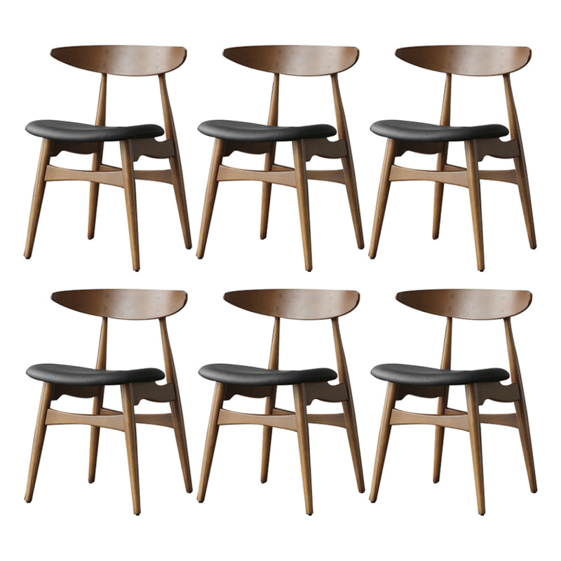Contemporary Dining Chair Open Back Side Chair with 4 Wood Legs for Home Use Walnut 6 Piece Set Clearhalo ' kitchen&dining_furn' 'Dining Chairs' 'Dining Tables & Seating' 'dining_chair' 'furn' 'furn_dining_chair' 'Furniture' 'furniture_dining_chair' 'Kitchen & Dining Furniture' 'kitchen' 3575827