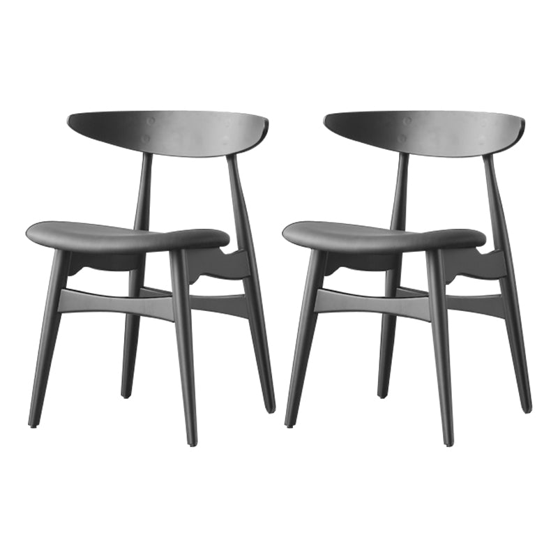 Contemporary Dining Chair Open Back Side Chair with 4 Wood Legs for Home Use Black 2 Piece Set Clearhalo ' kitchen&dining_furn' 'Dining Chairs' 'Dining Tables & Seating' 'dining_chair' 'furn' 'furn_dining_chair' 'Furniture' 'furniture_dining_chair' 'Kitchen & Dining Furniture' 'kitchen' 3575828