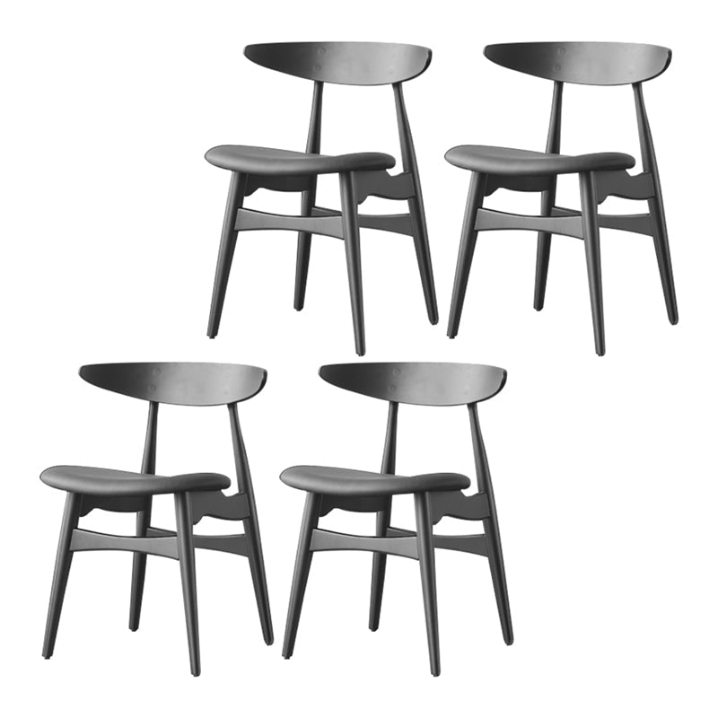Contemporary Dining Chair Open Back Side Chair with 4 Wood Legs for Home Use Black 4 Piece Set Clearhalo ' kitchen&dining_furn' 'Dining Chairs' 'Dining Tables & Seating' 'dining_chair' 'furn' 'furn_dining_chair' 'Furniture' 'furniture_dining_chair' 'Kitchen & Dining Furniture' 'kitchen' 3575830