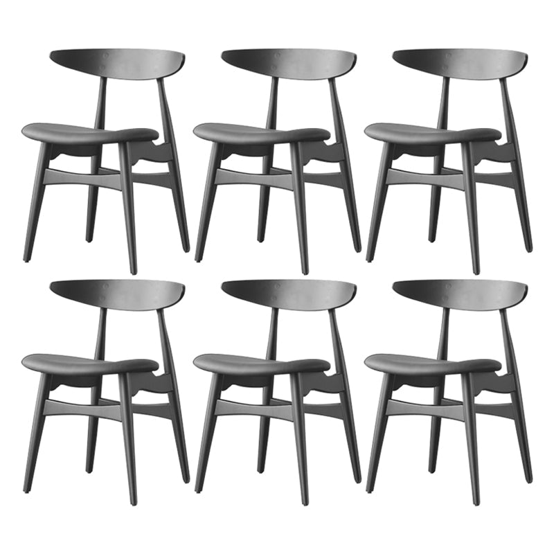 Contemporary Dining Chair Open Back Side Chair with 4 Wood Legs for Home Use Black 6 Piece Set Clearhalo ' kitchen&dining_furn' 'Dining Chairs' 'Dining Tables & Seating' 'dining_chair' 'furn' 'furn_dining_chair' 'Furniture' 'furniture_dining_chair' 'Kitchen & Dining Furniture' 'kitchen' 3575832