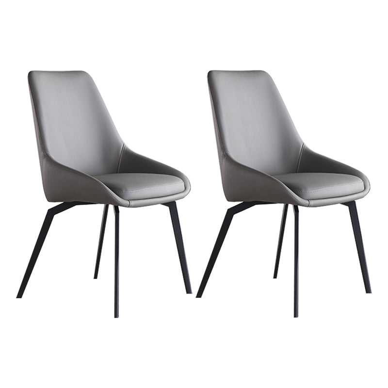 Scandinavian Style Solid Back Side Chair Upholstered Armless Chair for Home Use Grey 2 Piece Set Clearhalo ' kitchen&dining_furn' 'Dining Chairs' 'Dining Tables & Seating' 'dining_chair' 'furn' 'furn_dining_chair' 'Furniture' 'furniture_dining_chair' 'Kitchen & Dining Furniture' 'kitchen' 3575844