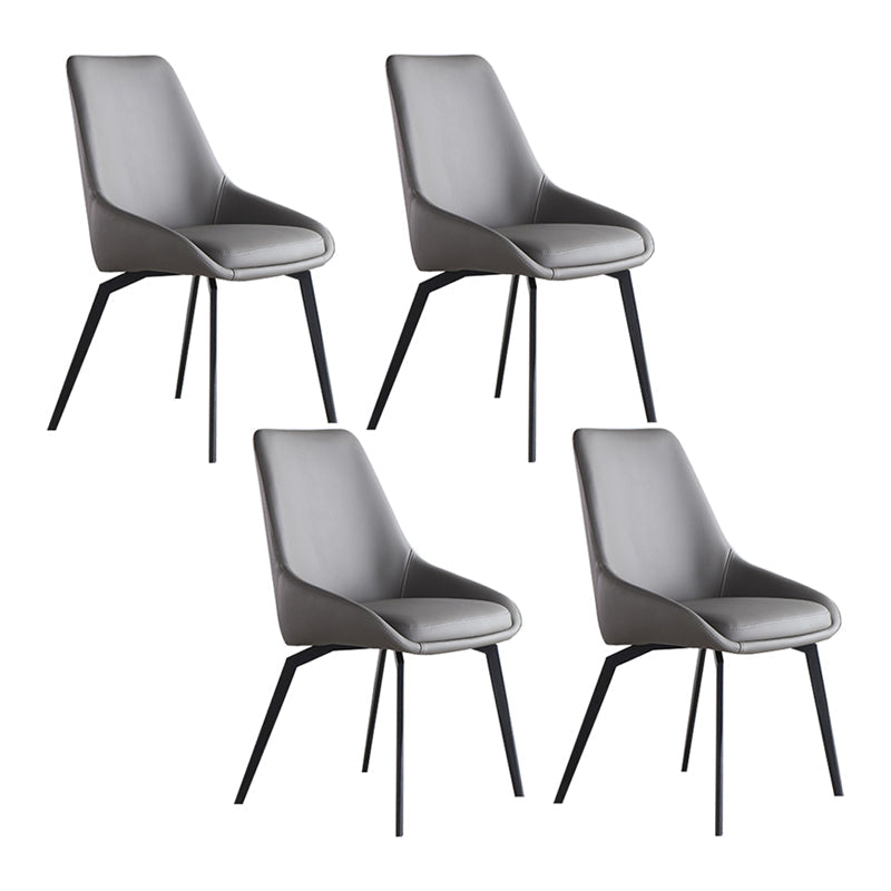 Scandinavian Style Solid Back Side Chair Upholstered Armless Chair for Home Use Grey 4 Piece Set Clearhalo ' kitchen&dining_furn' 'Dining Chairs' 'Dining Tables & Seating' 'dining_chair' 'furn' 'furn_dining_chair' 'Furniture' 'furniture_dining_chair' 'Kitchen & Dining Furniture' 'kitchen' 3575846