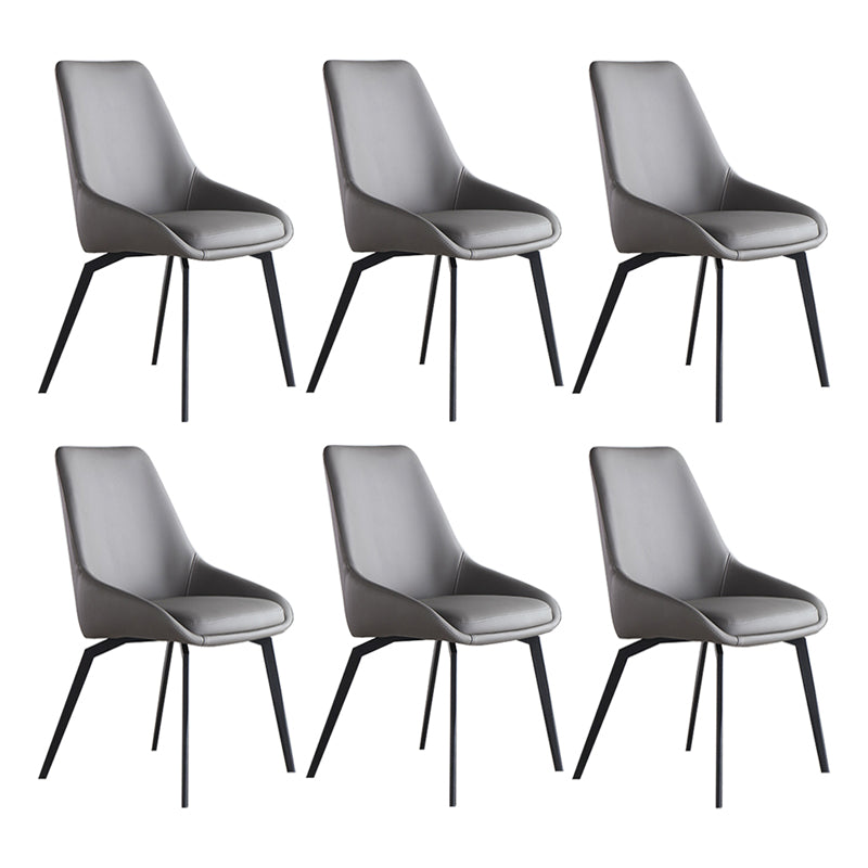 Scandinavian Style Solid Back Side Chair Upholstered Armless Chair for Home Use Grey 6 Piece Set Clearhalo ' kitchen&dining_furn' 'Dining Chairs' 'Dining Tables & Seating' 'dining_chair' 'furn' 'furn_dining_chair' 'Furniture' 'furniture_dining_chair' 'Kitchen & Dining Furniture' 'kitchen' 3575848