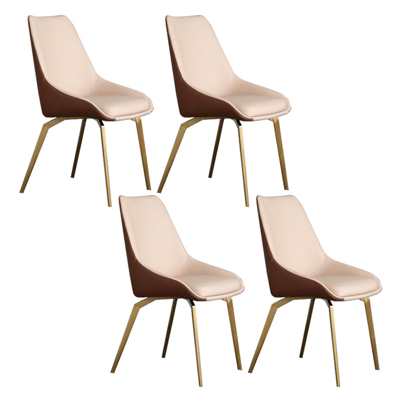 Scandinavian Style Solid Back Side Chair Upholstered Armless Chair for Home Use Off-White 4 Piece Set Clearhalo ' kitchen&dining_furn' 'Dining Chairs' 'Dining Tables & Seating' 'dining_chair' 'furn' 'furn_dining_chair' 'Furniture' 'furniture_dining_chair' 'Kitchen & Dining Furniture' 'kitchen' 3575851