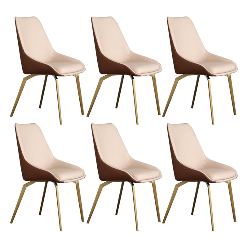 Scandinavian Style Solid Back Side Chair Upholstered Armless Chair for Home Use Off-White 6 Piece Set Clearhalo ' kitchen&dining_furn' 'Dining Chairs' 'Dining Tables & Seating' 'dining_chair' 'furn' 'furn_dining_chair' 'Furniture' 'furniture_dining_chair' 'Kitchen & Dining Furniture' 'kitchen' 3575853