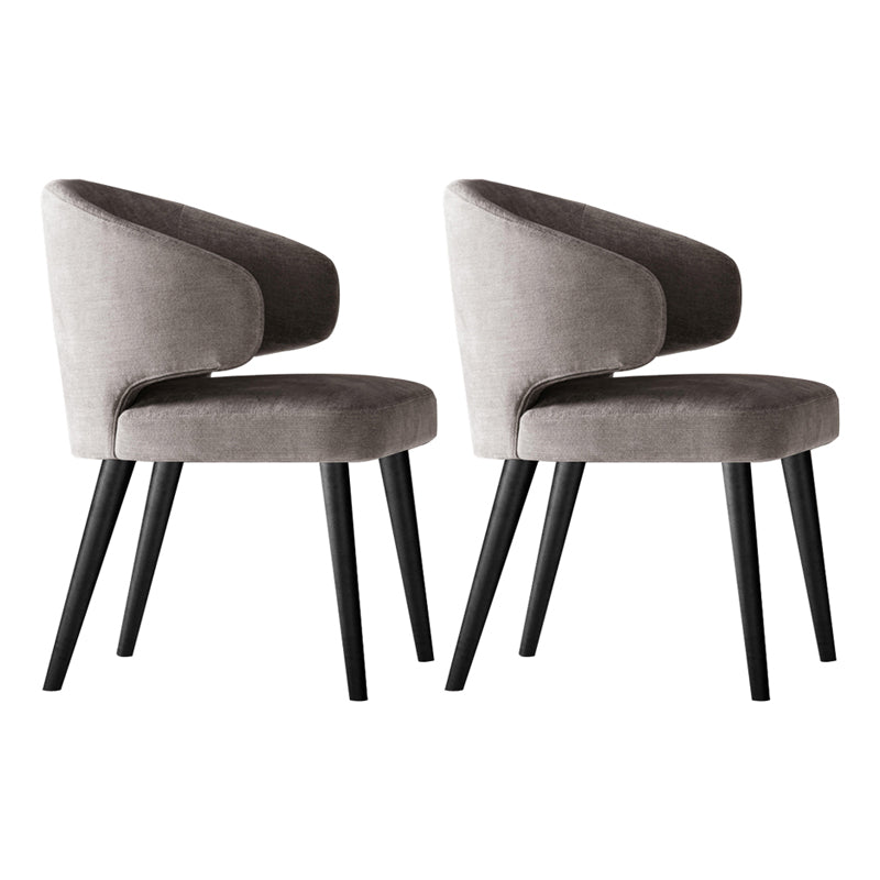 Glam Style Upholstered Side Chair Solid Back Chair with 4 Black Finish Legs Grey 2 Piece Set Clearhalo ' kitchen&dining_furn' 'Dining Chairs' 'Dining Tables & Seating' 'dining_chair' 'furn' 'furn_dining_chair' 'Furniture' 'furniture_dining_chair' 'Kitchen & Dining Furniture' 'kitchen' 3575865