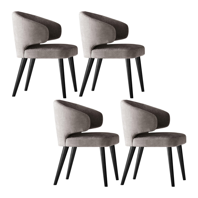 Glam Style Upholstered Side Chair Solid Back Chair with 4 Black Finish Legs Grey 4 Piece Set Clearhalo ' kitchen&dining_furn' 'Dining Chairs' 'Dining Tables & Seating' 'dining_chair' 'furn' 'furn_dining_chair' 'Furniture' 'furniture_dining_chair' 'Kitchen & Dining Furniture' 'kitchen' 3575866