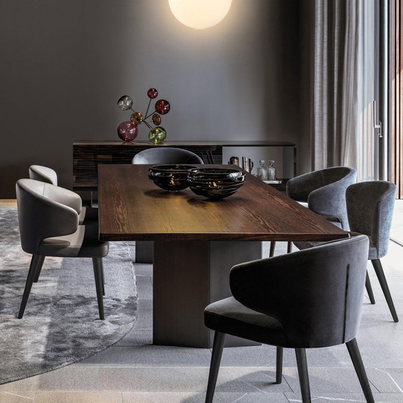 Glam Style Upholstered Side Chair Solid Back Chair with 4 Black Finish Legs Clearhalo ' kitchen&dining_furn' 'Dining Chairs' 'Dining Tables & Seating' 'dining_chair' 'furn' 'furn_dining_chair' 'Furniture' 'furniture_dining_chair' 'Kitchen & Dining Furniture' 'kitchen' 3575871