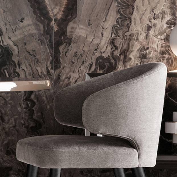 Glam Style Upholstered Side Chair Solid Back Chair with 4 Black Finish Legs Clearhalo ' kitchen&dining_furn' 'Dining Chairs' 'Dining Tables & Seating' 'dining_chair' 'furn' 'furn_dining_chair' 'Furniture' 'furniture_dining_chair' 'Kitchen & Dining Furniture' 'kitchen' 3575874